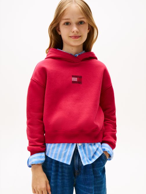 Diamanté Flag Relaxed Fleece Hoody