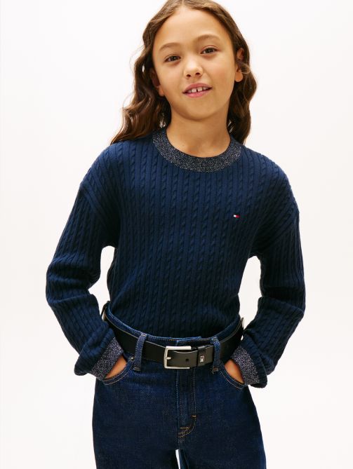 Glitter Mini Cable Knit Relaxed Sweatshirt