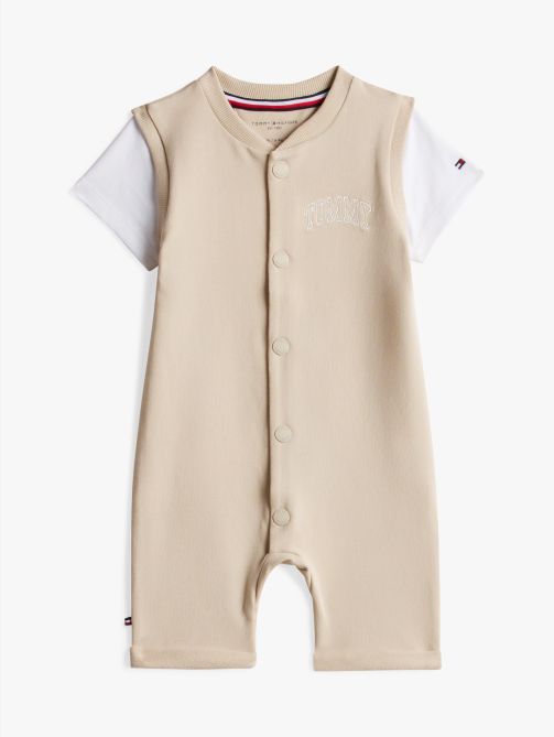 Outline Logo Embroidery Two-Tone Shortall