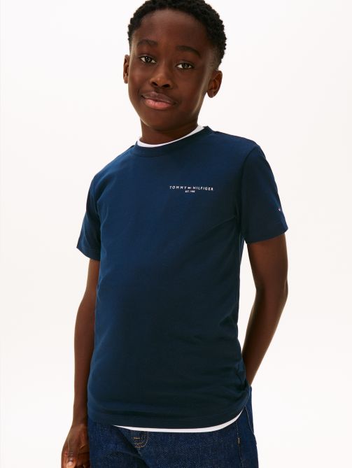 تيشيرت جيرسي بياقة دائرية مزين بالشعار