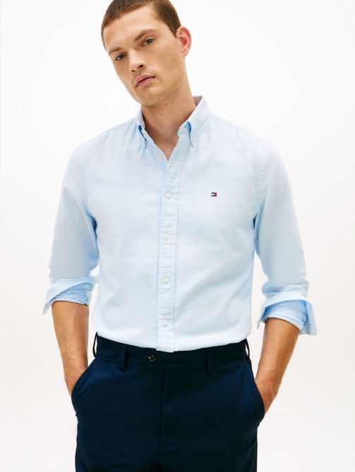 قميص كتان من التويل بقصة عادية