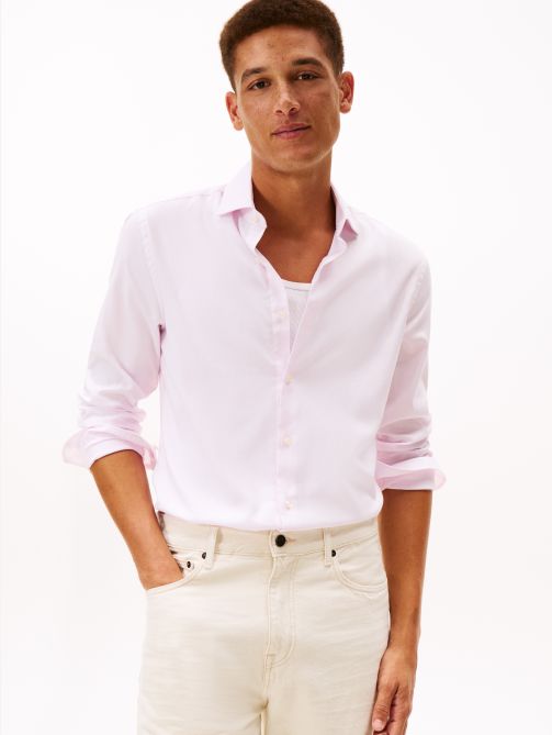 Dressed Casual Flex Collar Dobby Long Sleeve Shirt