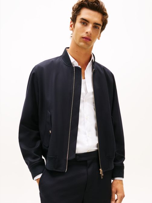 Pure Wool Relaxed Bomber Jacket
