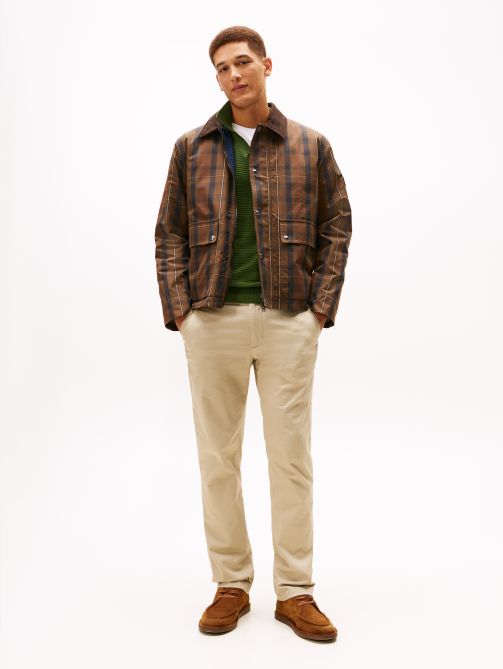 Denton Textured Print Straight Leg Trousers