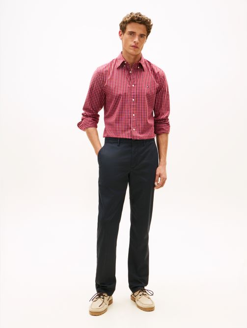 Denton Textured Print Straight Leg Trousers