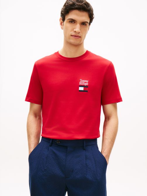 Logo Embroidery Jersey Crew Neck T-Shirt
