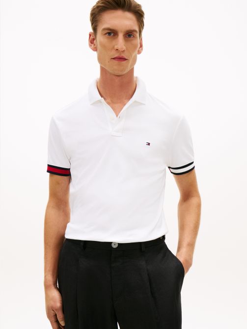 Slim Fit Interlock Knit Tipped Polo Shirt