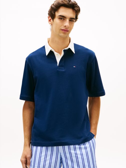 Colour-Blocked Back Logo Relaxed Polo T-Shirt