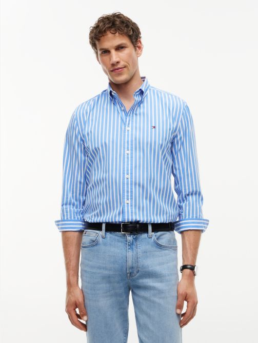 Regular Fit Flex Stripe Poplin Shirt
