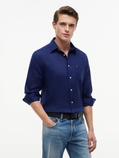Regular Fit Washed Pure Linen Shirt