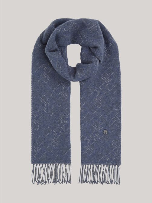 TH Monogram Wool Scarf with Cashmere
