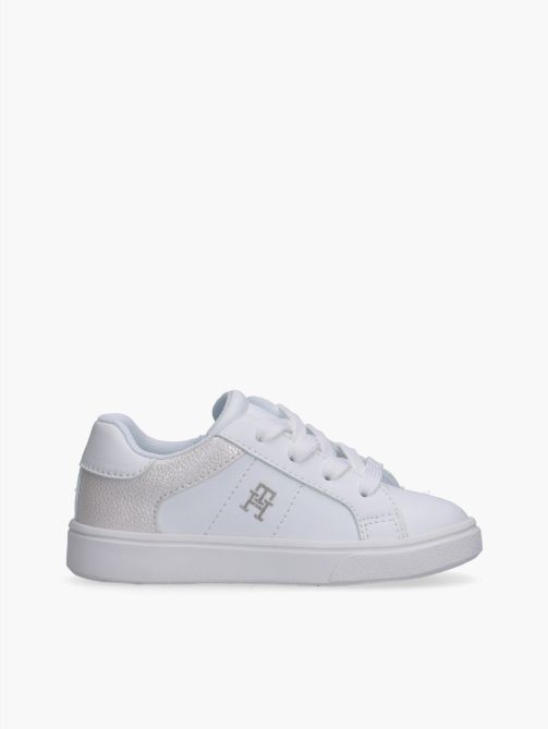Girls Sneakers with Laces and Side Zip