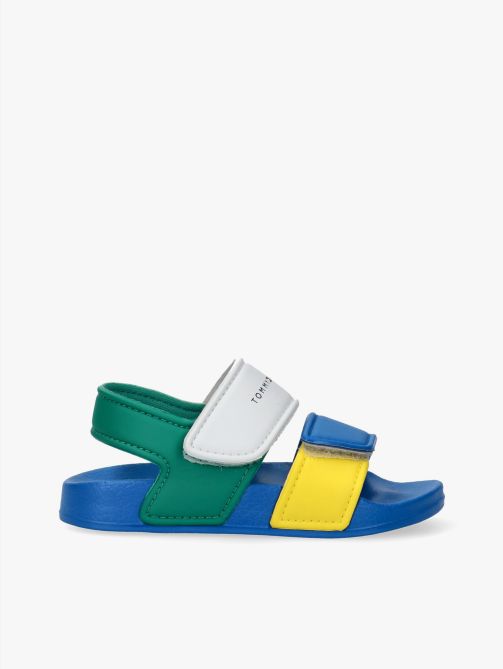 Kids Color Block Pool Sandals with Double Velcro