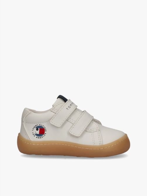 Baby Barefoot Sneakers with Double Velcro White