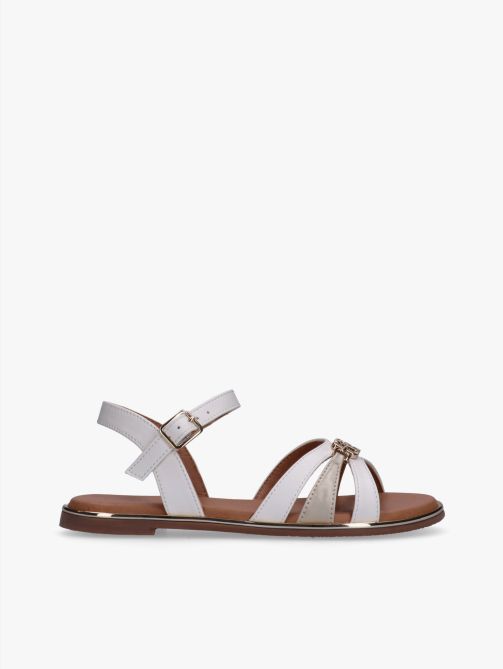 Girls TH Chain Strappy Sandals Mary with Buckle White/Platinum