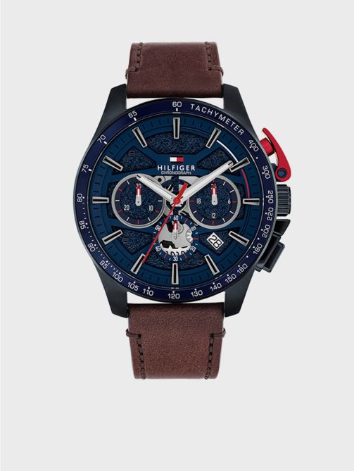 Bank Leather Strap Chronograph Watch
