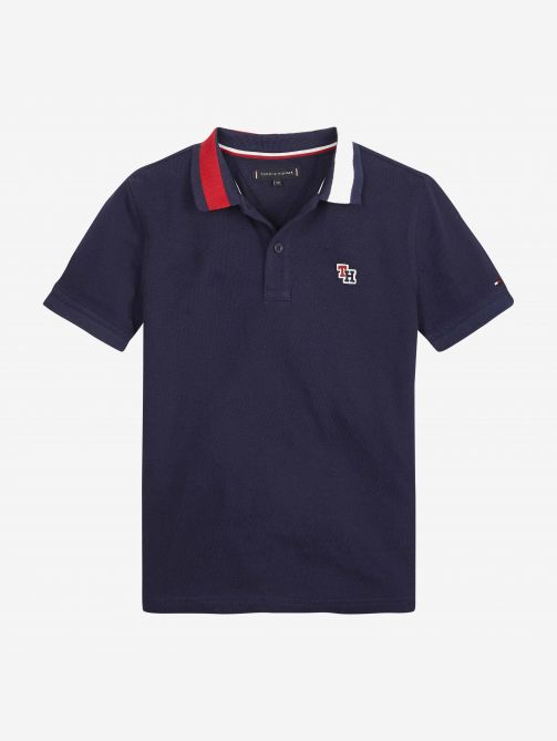 Colour-Blocked Flag Collar Polo