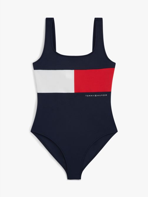 Classic Colour-Blocked Square Neck Swimsuit