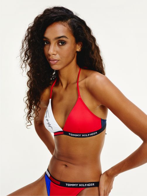Colour-Blocked Signature Triangle Bikini Top