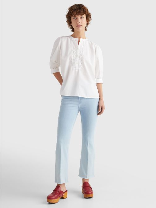 Relaxed Fit Henley Blouse
