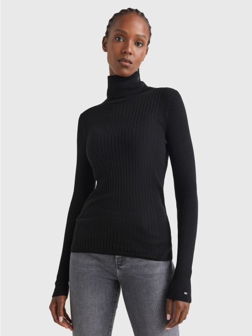 Roll-Neck Ribbed Slim-Fit Jumper
