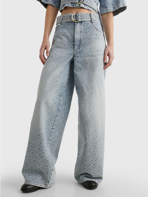 Crest Wide Leg Monogram Jeans