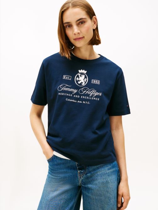 تيشيرت بقصة مريحة مطرز بشعار TH