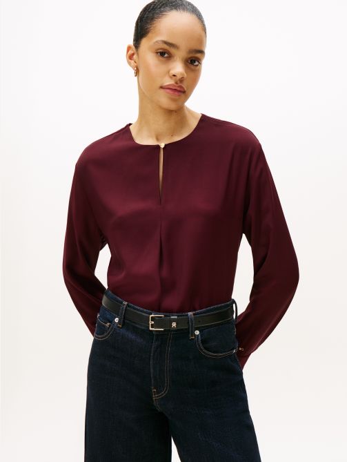 Keyhole Cutout Relaxed Fit Blouse
