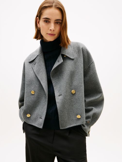 Wool Blend Double Breasted Peacoat