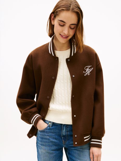 Double-Faced Wool Blend Bomber Jacket