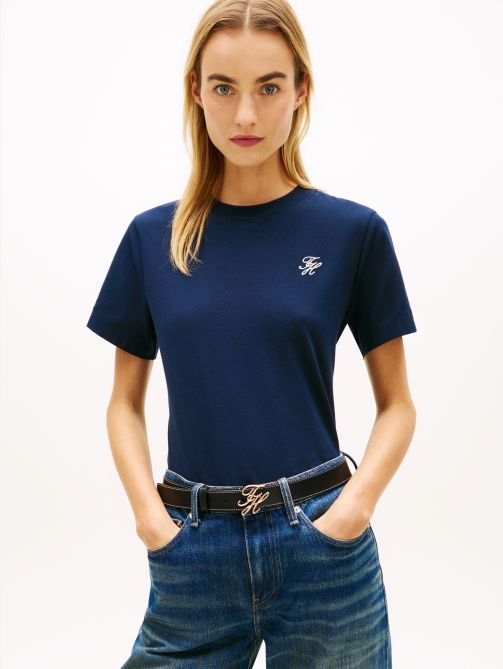 Logo Embroidery Jersey Crew Neck T-Shirt