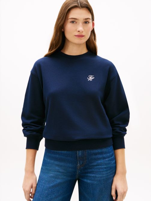 سويت شيرت بياقة دائرية مطرز بالشعار