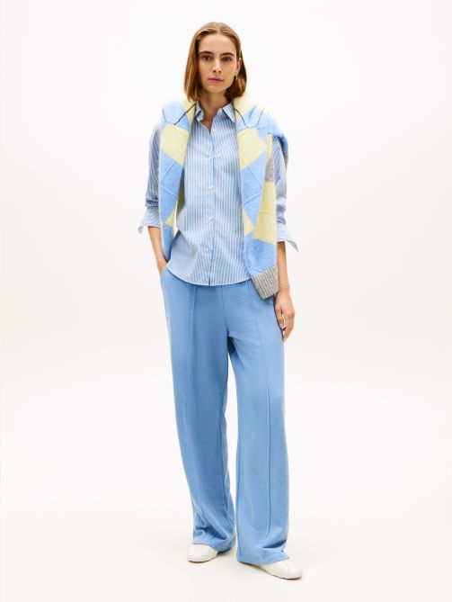 Logo Embroidery Wide Leg Pants