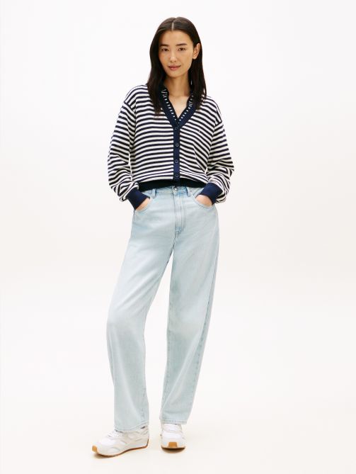 Mid Rise Tapered Barrel Leg Jeans