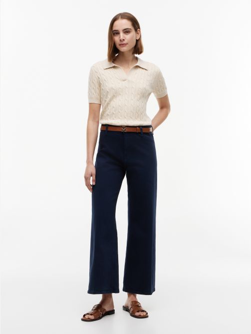 Washed High Rise Wide Leg Ankle Jeans