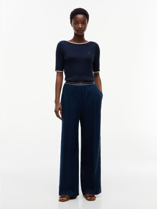 Pure Linen Twill Straight Trousers