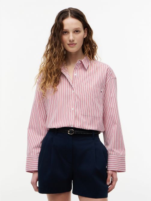 Oversized Fit Flag Embroidery Poplin Shirt