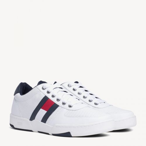 tommy hilfiger perforated leather trainers