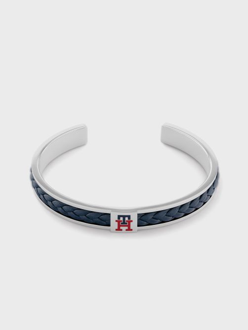 Braided Leather C Shaped Bangle