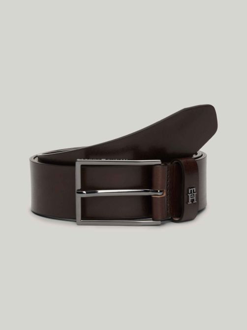 Leather TH Monogram Square Buckle Belt