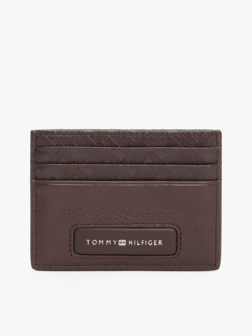 محفظة بطاقات جلد مزينة بشعار TH مونوجرام