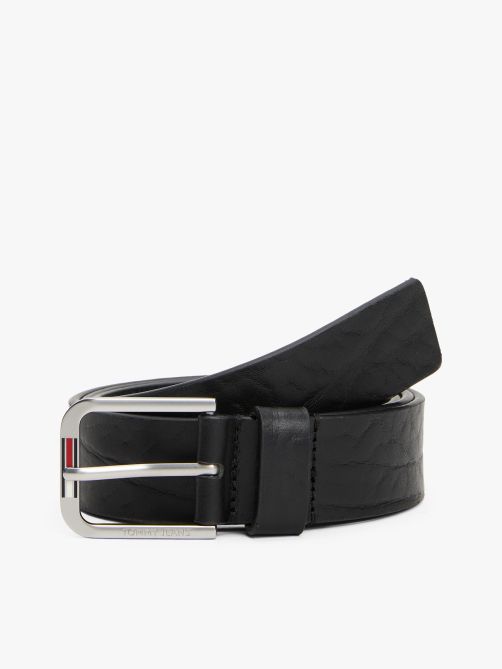 Textured Leather Rounded Buckle Belt