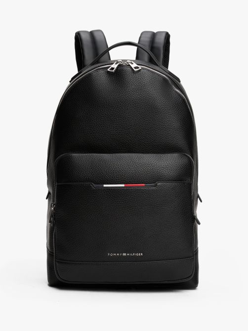 Metal Logo Pebble Grain Backpack