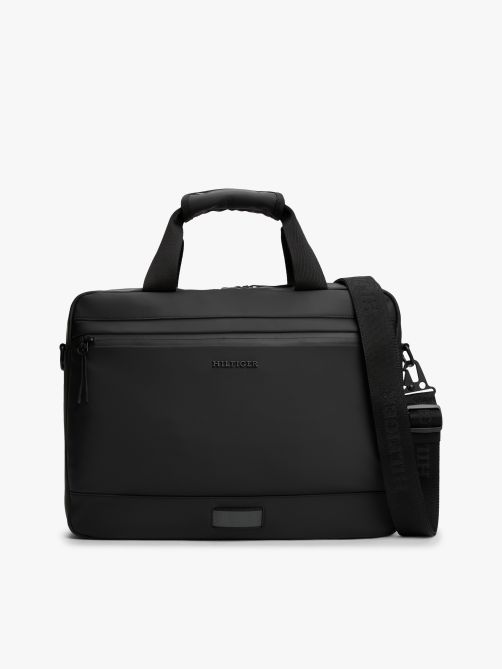 Textured Logo Laptop Bag