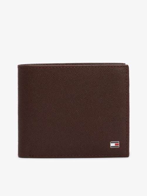 محفظة جلدية ثنائية الطي مزينة بعلم الشعار