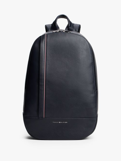Metal Logo Pebble Grain Backpack