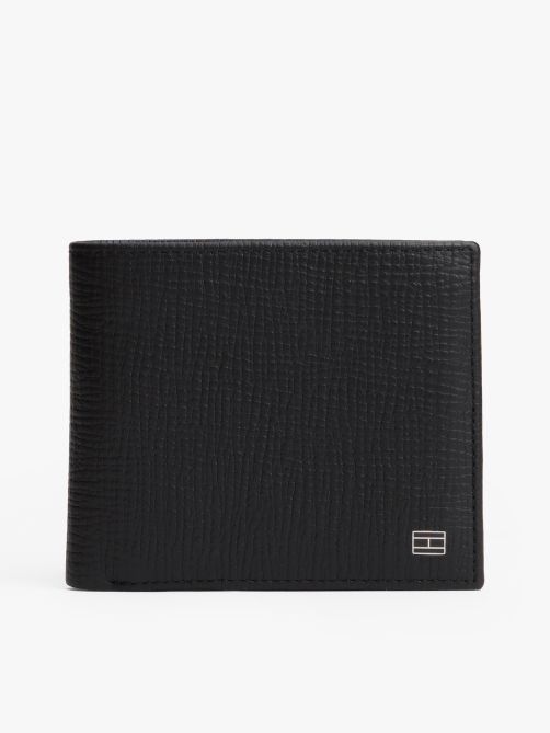 محفظة جلدية ثنائية الطي للبطاقات الائتمانية والعملات مزينة بعلم الشعار