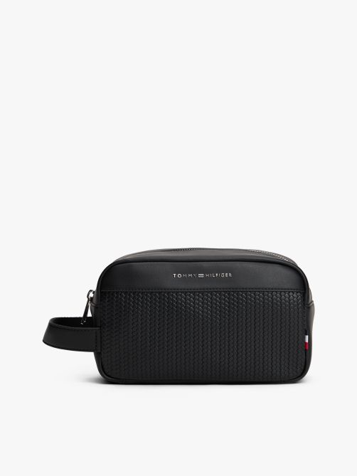 Metal Logo Woven Panel Washbag