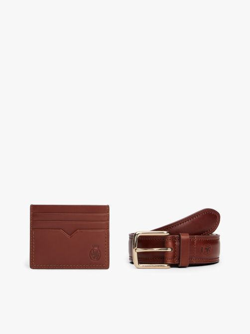 TH Crest Leather Belt and Card Holder Gift Box