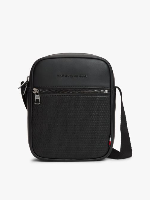 Woven Panel Crossbody Reporter Bag